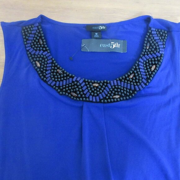 East 5th Women’s Tank Size Medium Purple Sleeveless Blouse Beaded Neck NWT $30 - Picture 5 of 7